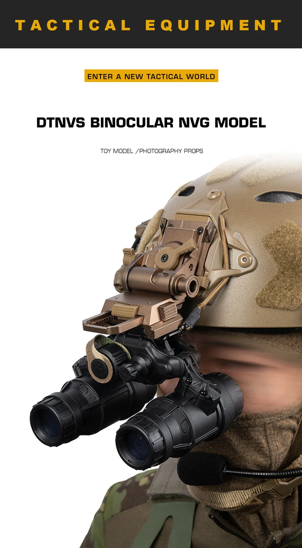 Modelo de simulación de gafas de visión nocturna binoculares NVG DTNVS en color negro y tostado
