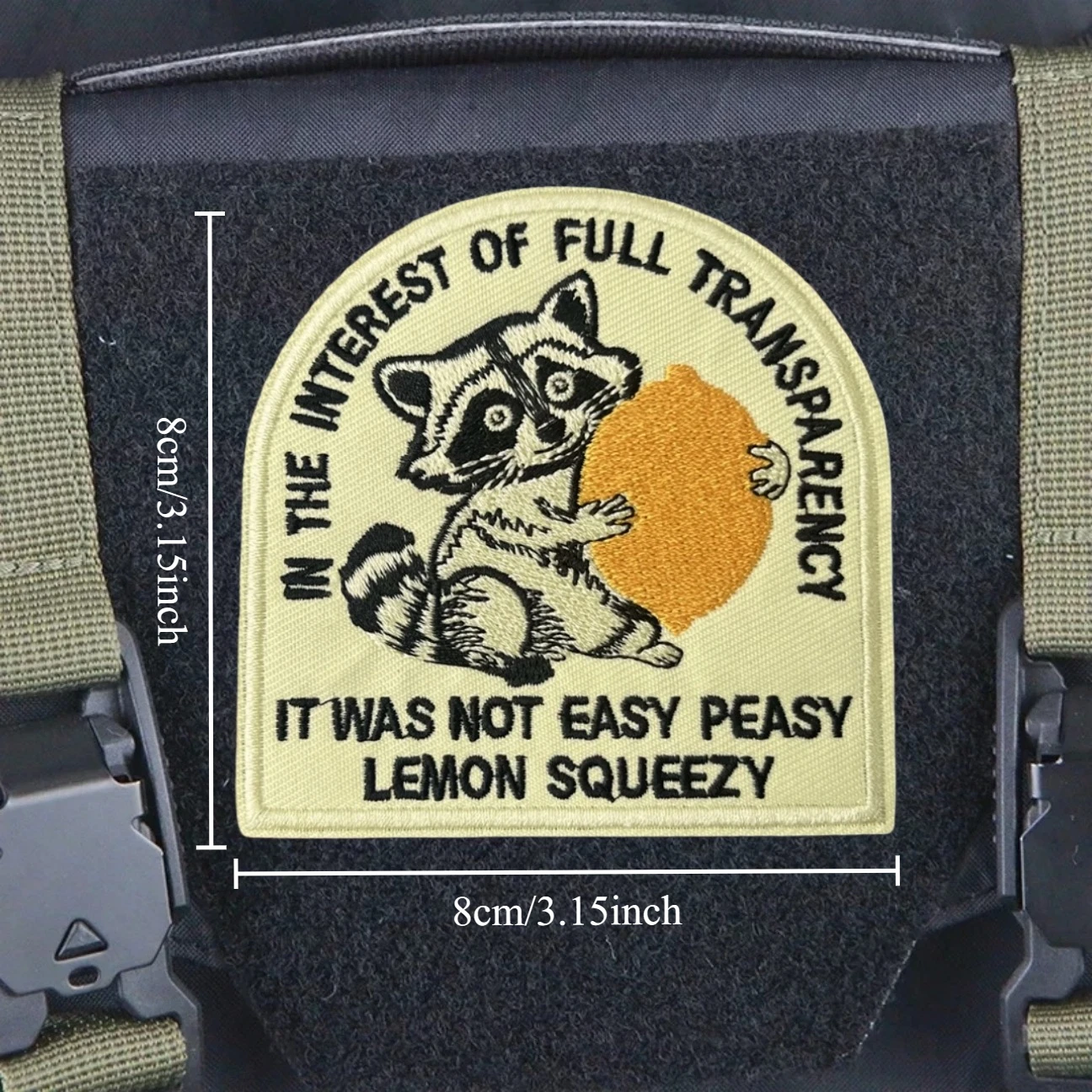 Parche militar bordado Raccoon and Lemon con gancho MOLLE - imagen 4
