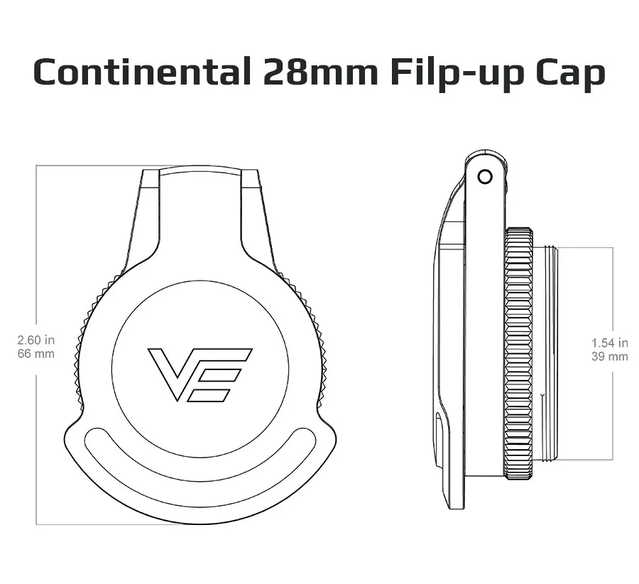 Tapa flip-up Vector Optics Continental en posición cerrada