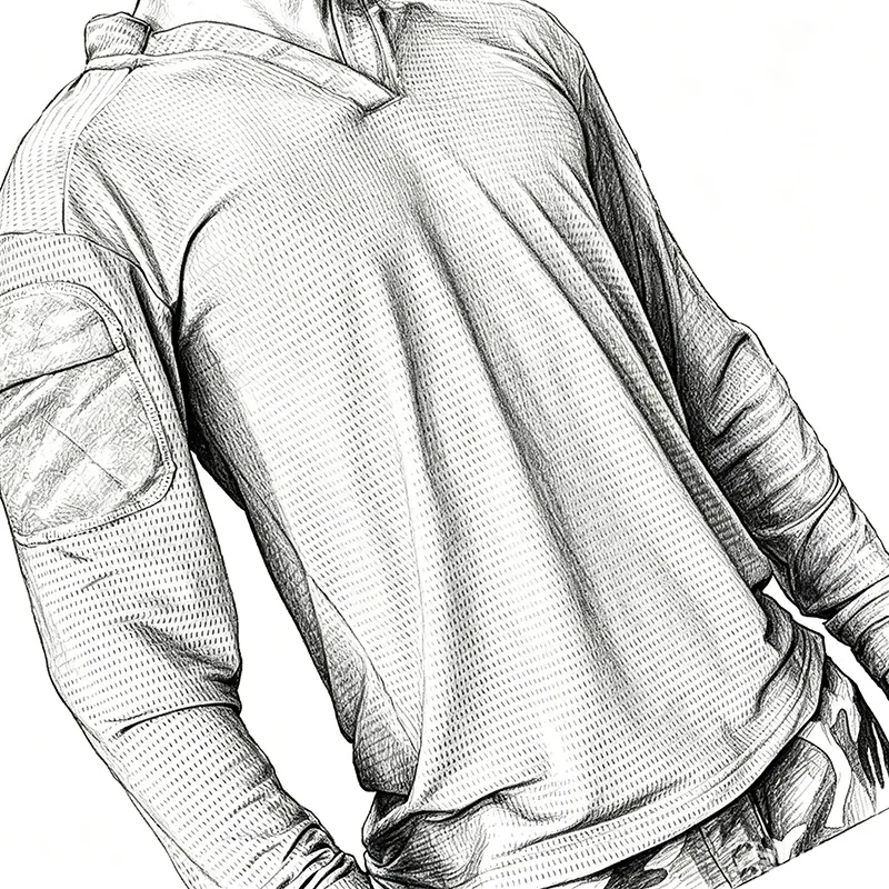 Camiseta táctica manga larga secado rápido con bolsillo brazo - imagen 2