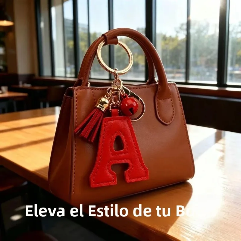 Llavero letras alfabeto en cuero PU colorido para bolsos y equipaje