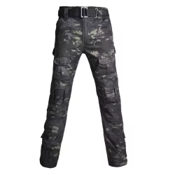 Conjunto táctico exterior camuflaje negro ripstop manga larga cargo