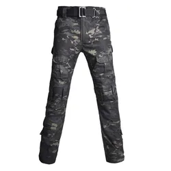 Conjunto táctico exterior camuflaje negro ripstop manga larga cargo