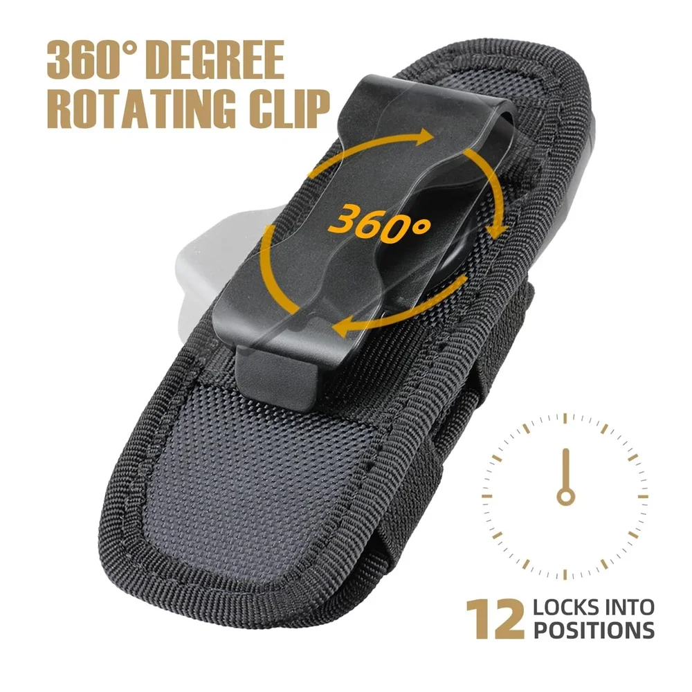 Funda linterna táctica giratoria con clip mosquetón para cinturón - imagen 3