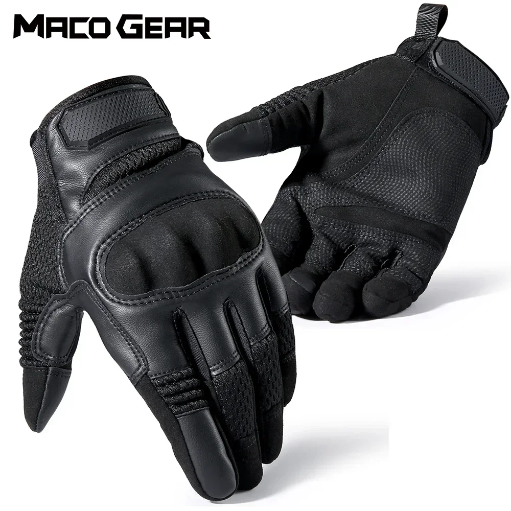 Guantes tácticos cuero PU pantalla táctil antideslizante ciclismo MTB
