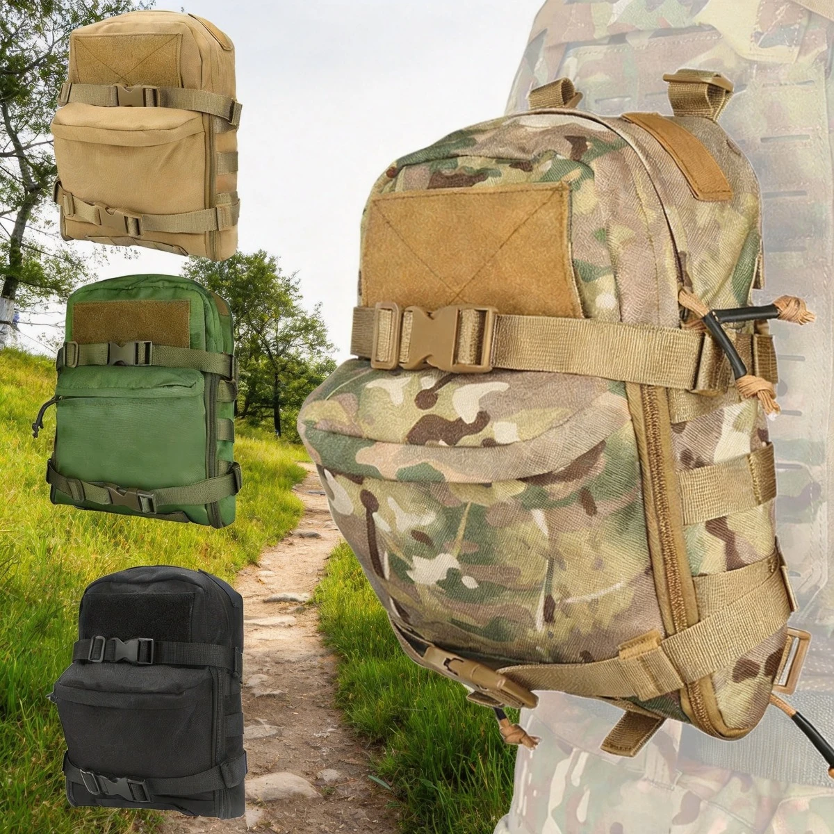 Mochila de Hidratación Táctica Camuflaje con Sistema MOLLE - imagen 4