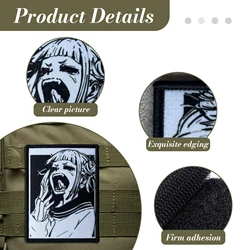 Parche táctico Himiko Toga My Hero Academia con velcro blanco y negro