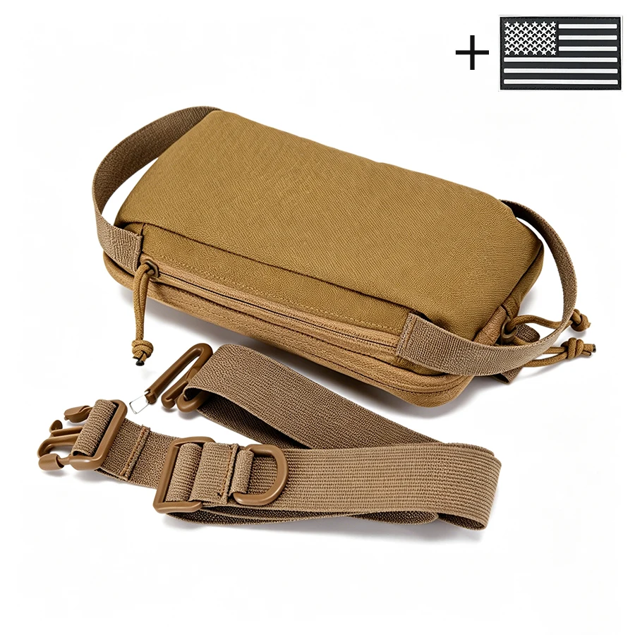 Bolsa táctica bandolera de nylon ripstop con doble cremallera - imagen 3