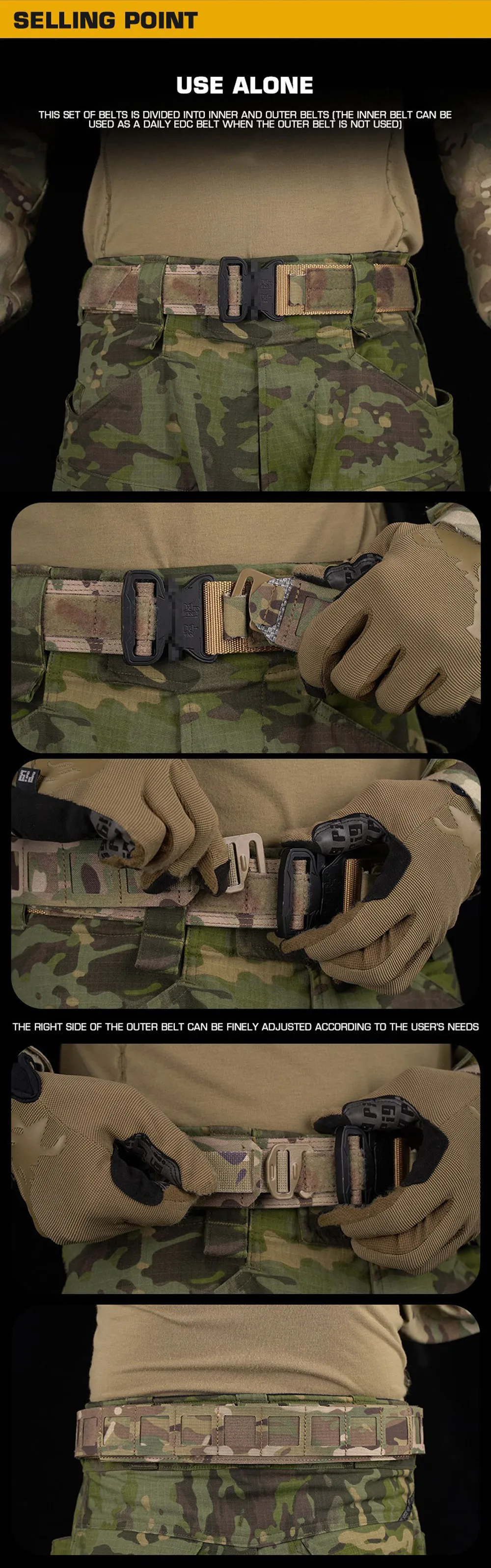 Detalle de tejido tipo Cordura del cinturón táctico