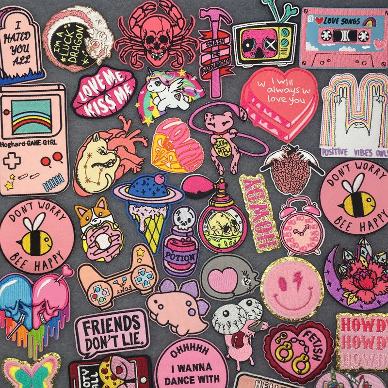 Parches termoadhesivos rosa infantil diseño kawaii