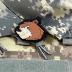 Parche táctico Angry Bear PVC oso grizzly con velcro para mochila