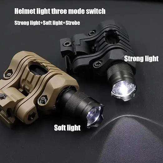 BOOIU Linterna táctica LED para casco con soporte y estroboscópica - imagen 4