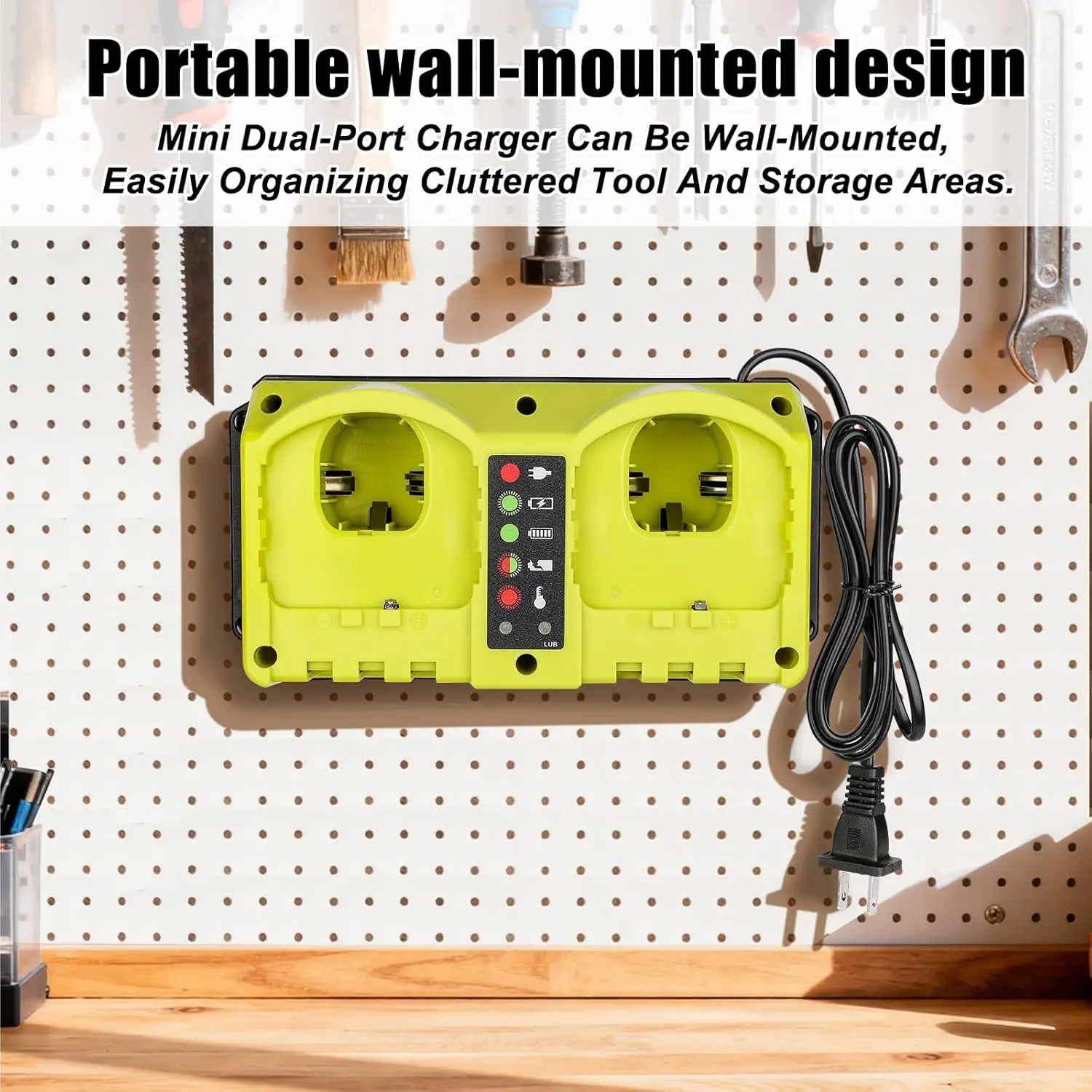 Ryobi cargador rápido portátil doble puerto para batería 18V LED - imagen 2