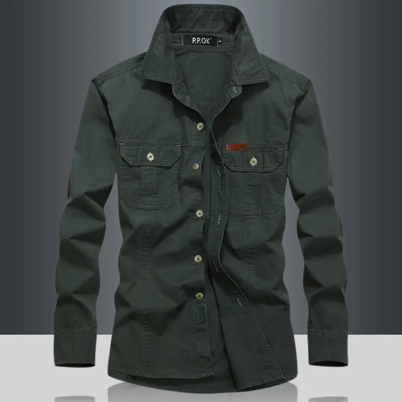 Camisa cargo táctica de algodón corte holgado para hombre militar - imagen 3