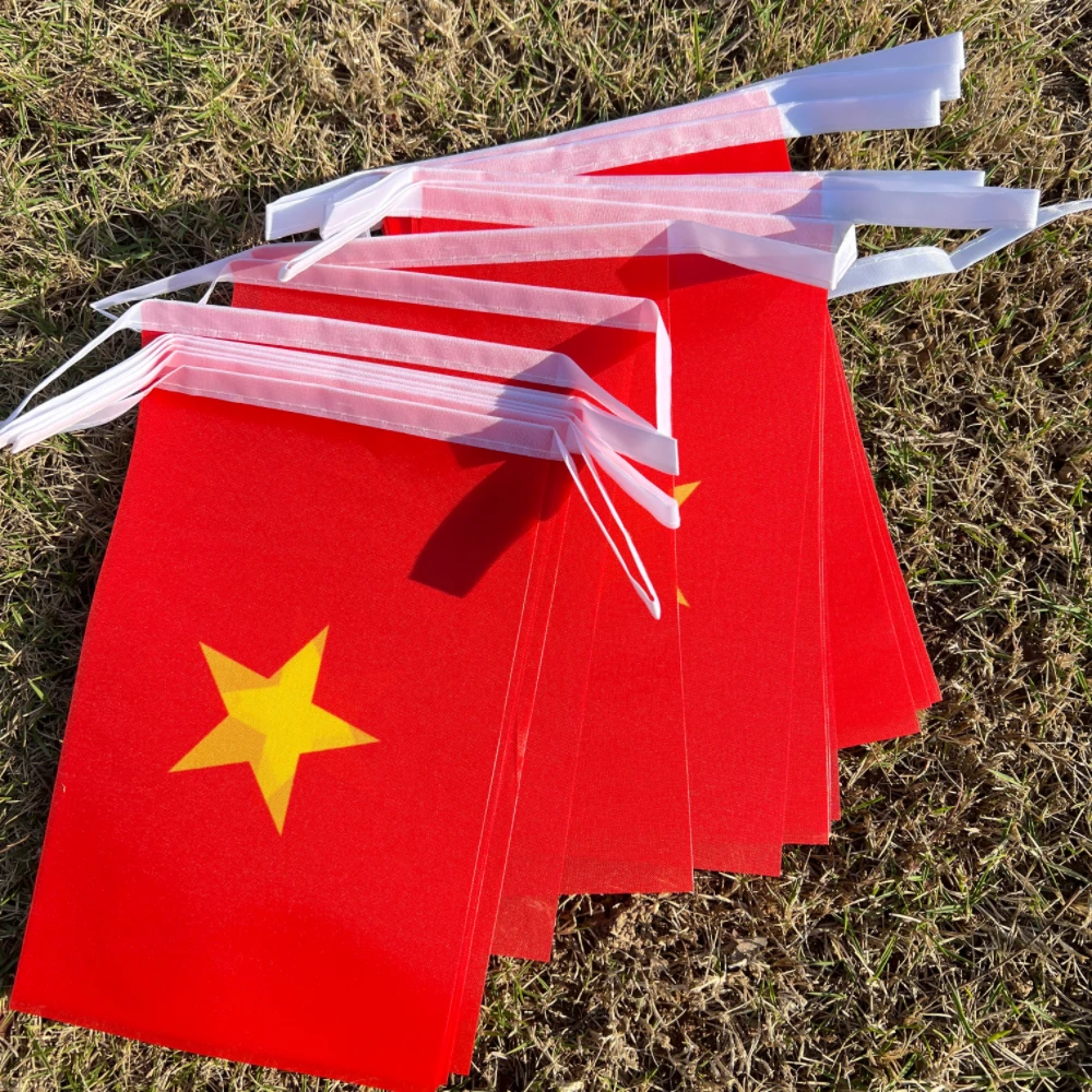 Bandera Vietnamita 14x21 cm - 20 por cordel, poliéster doble cara