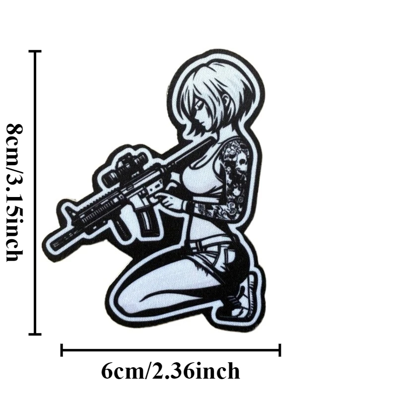 Parche Táctico Chica Tatuada – Insignia Gancho y Bucle para Mochila Militar - imagen 3