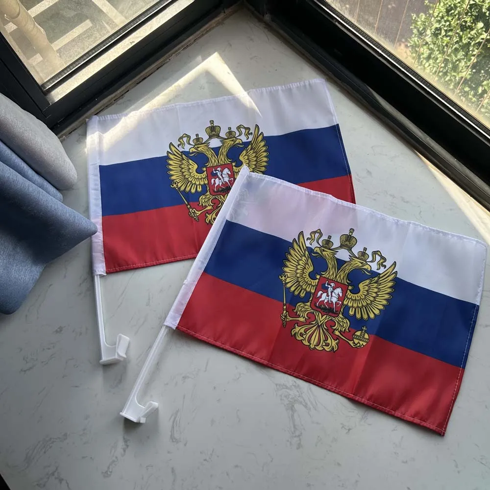 Bandera de coche presidencial rusa poliéster para ventana con mástil - imagen 2