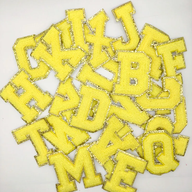 Parche termo adhesivo letras amarillo grande A-Z planchar 8cm - imagen 5