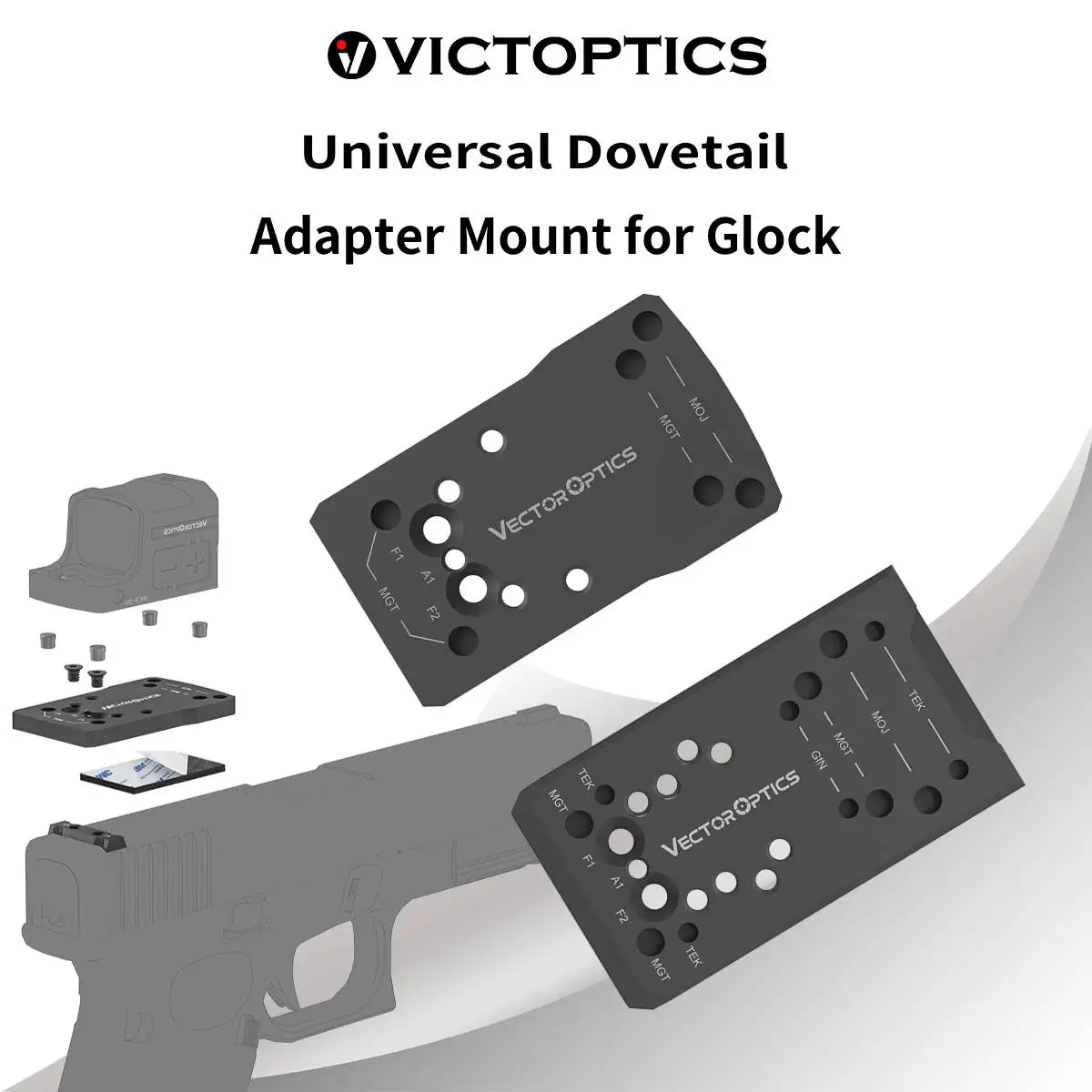 Victoptics adaptador dovetail Glock alza trasera, montaje universal