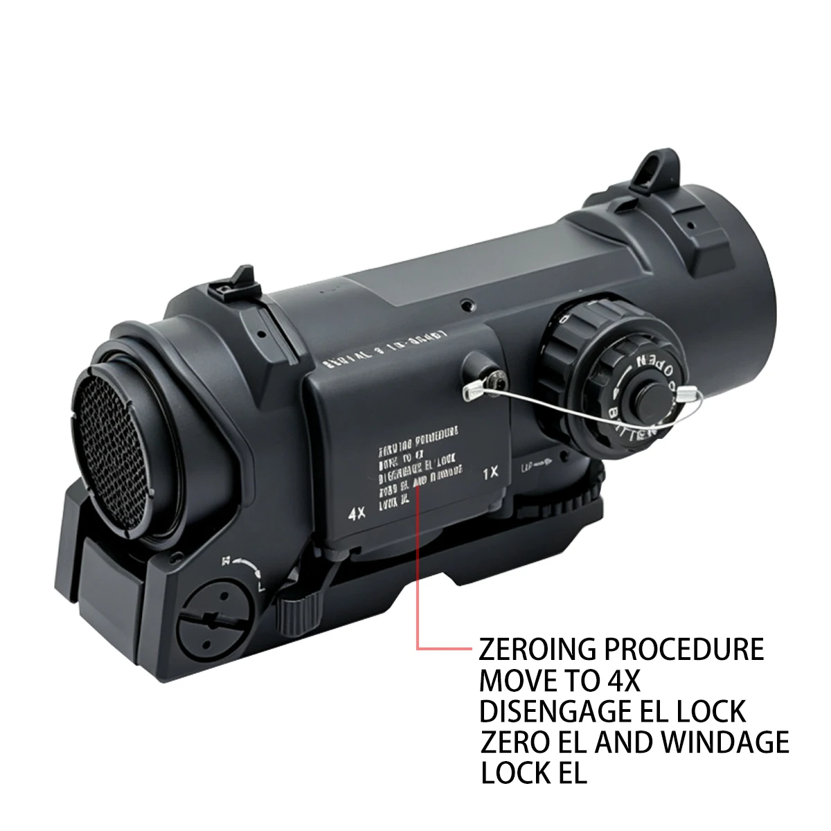 Mira Táctica DR 1-4x Retícula Roja Iluminada Riel Picatinny - imagen 5