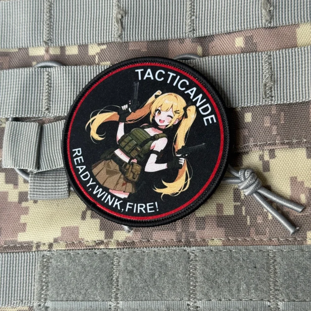Parche táctico velcro moral fuego chica anime – gancho y bucle
