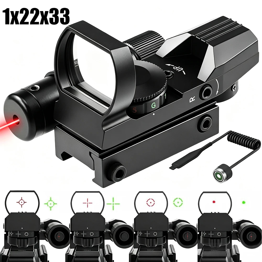 Mira réflex táctica con láser rojo y verde para rail de 20 mm - imagen 2