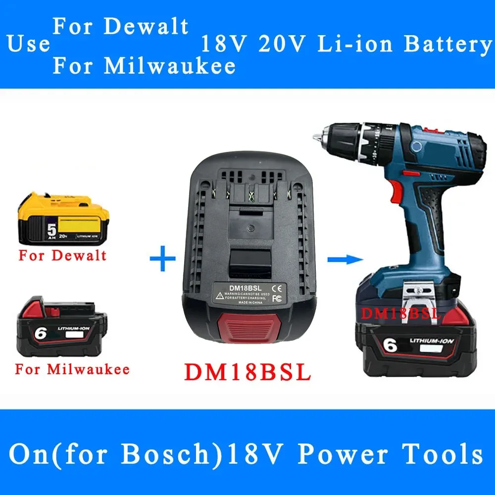 Adaptador de batería Bosch 18V para Dewalt 20V y Milwaukee 18V - imagen 5