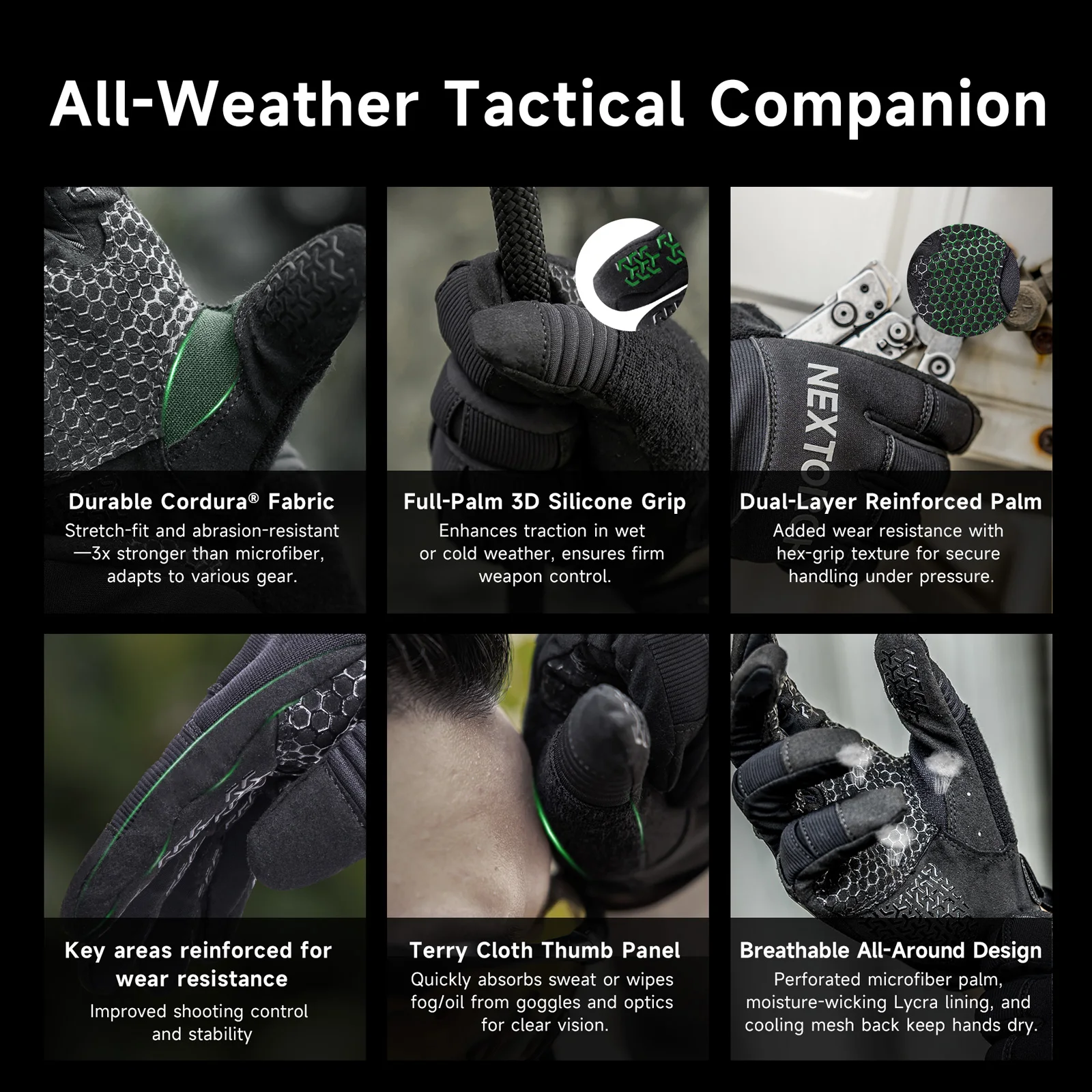 NEXTORCH Guantes tácticos Airsoft negro para hombre pantalla táctil - imagen 4