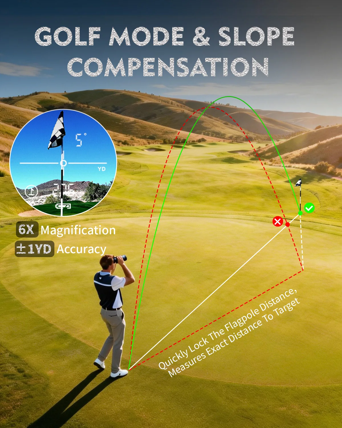 Telémetro láser ARTBULL 650m modo pendiente para caza y golf - imagen 5