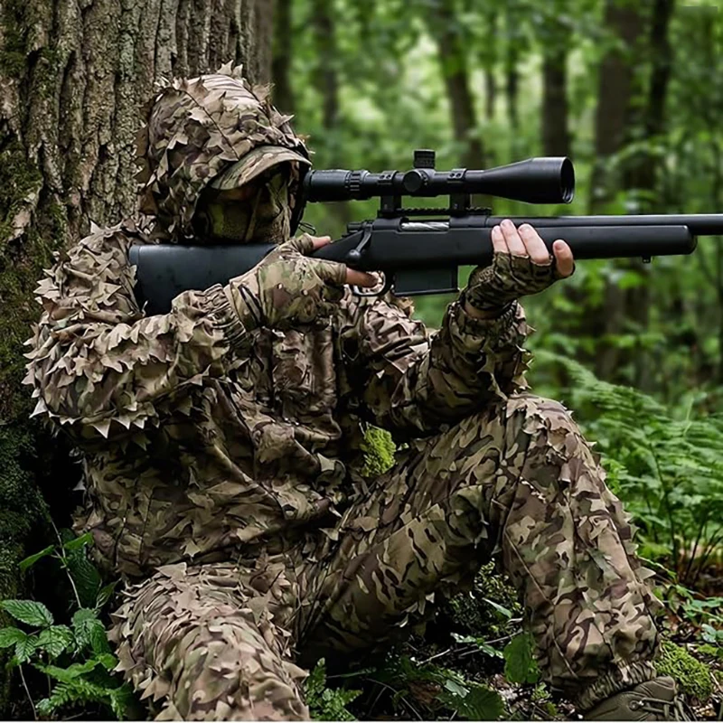 Traje camuflaje tridimensional hojas transpirable caza y airsoft - imagen 3