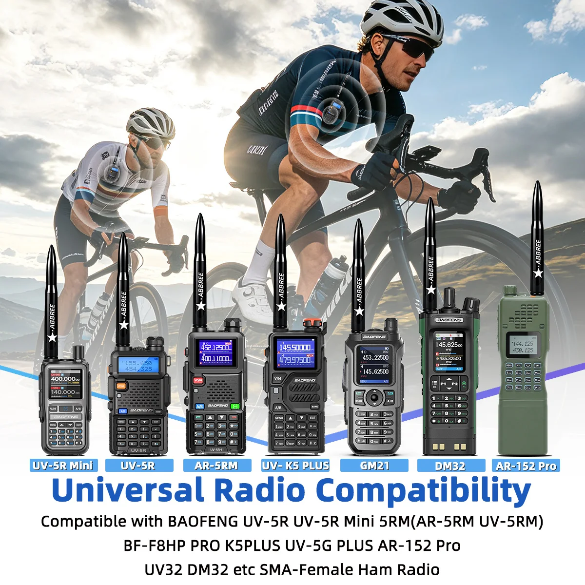 Antena ABBREE AR-47 Doble Banda Alta Ganancia SMA-Femenina para Radioafición - imagen 4