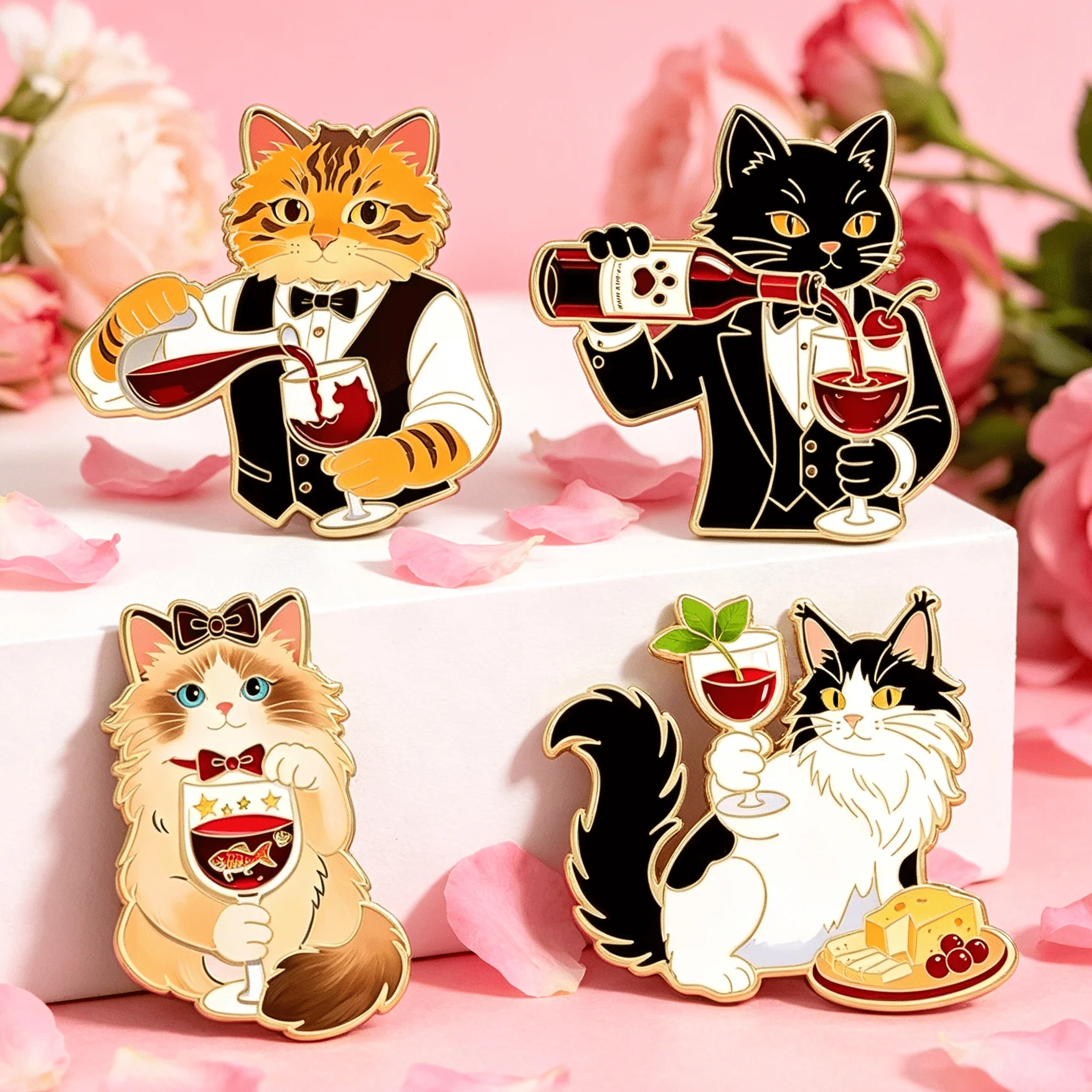 Detalle de los broches esmaltados surtidos