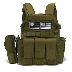 Chaleco táctico MOLLE de gran capacidad, ajustable exterior