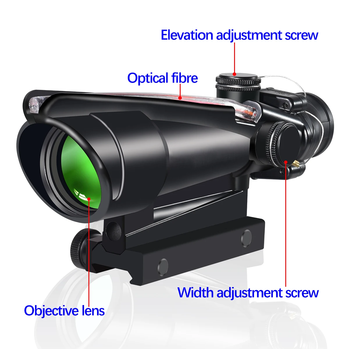 Mira táctica con fibra óptica roja y verde para Picatinny rifle - imagen 2