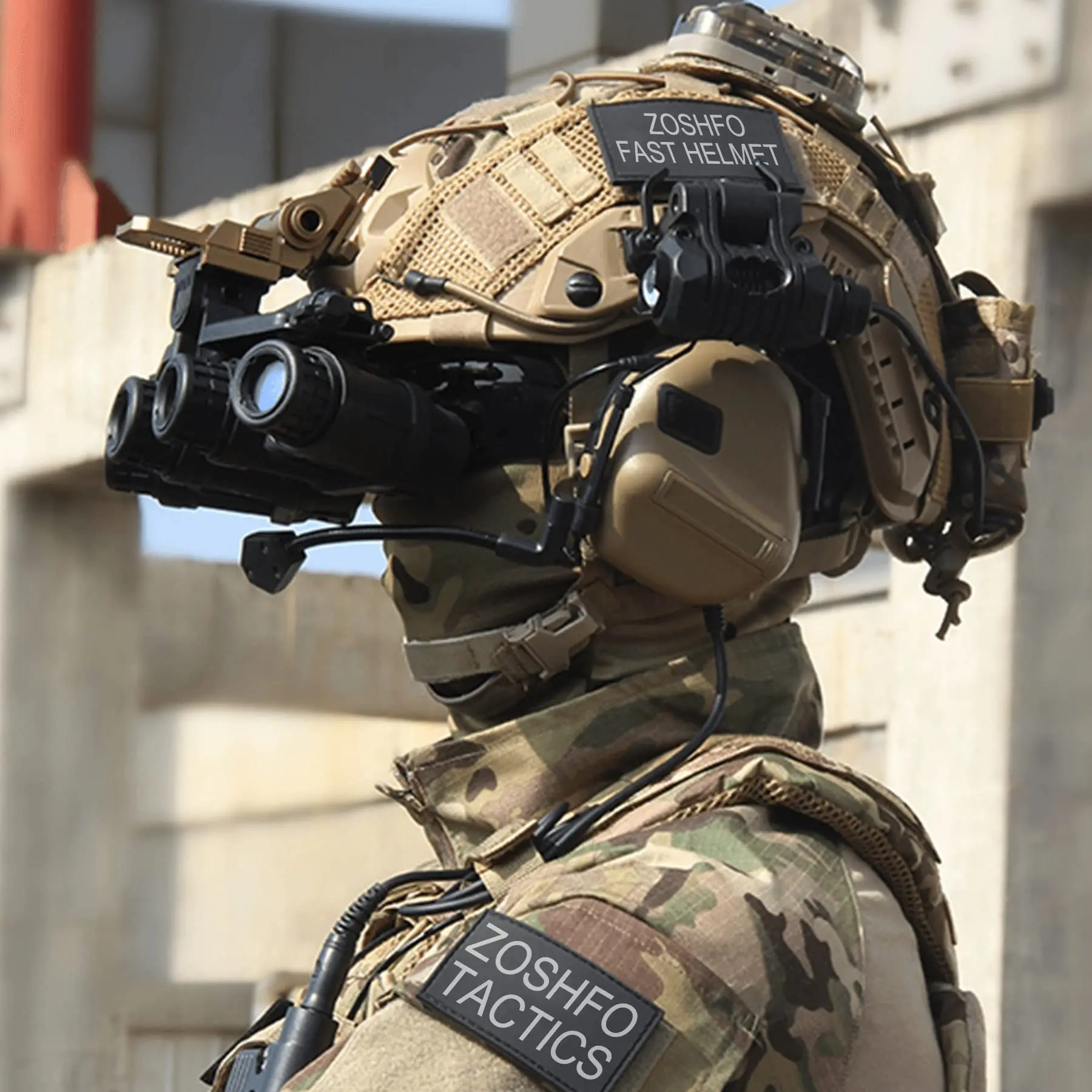 Casco táctico rápido para airsoft y paintball con linterna, gafas - imagen 3