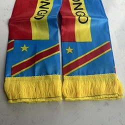 Bufanda bandera Congo satén doble cara con borlas y flecos