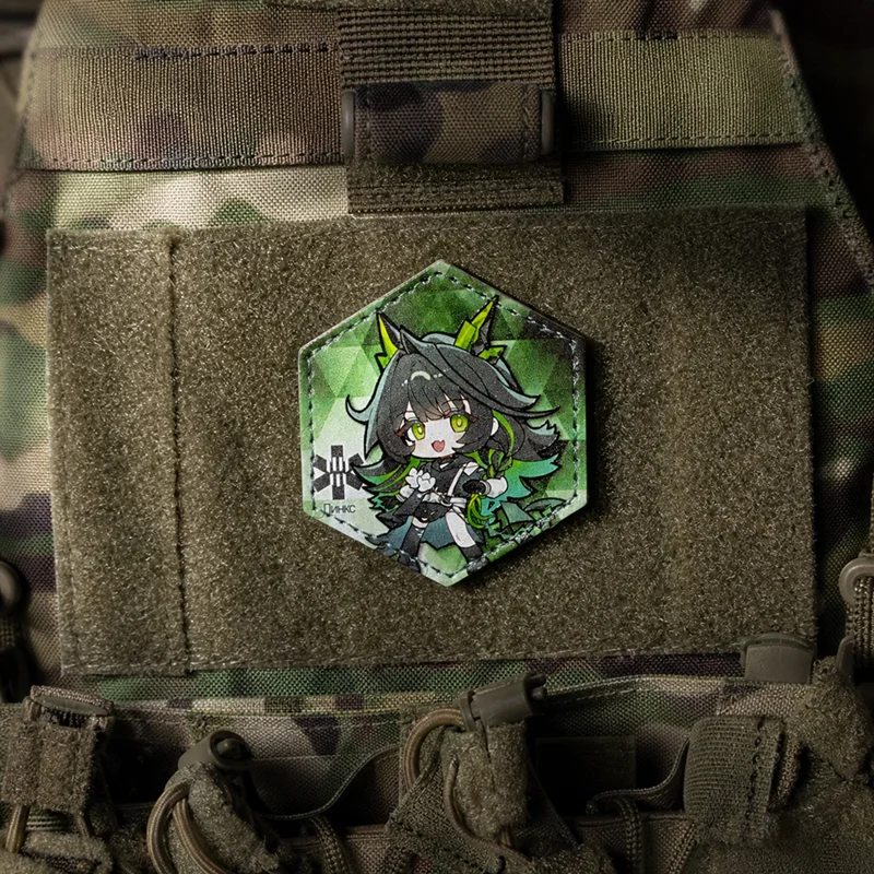 Parche táctico de cuero PU hexagonal Kelsey Mon3tr para brazalete - imagen 3