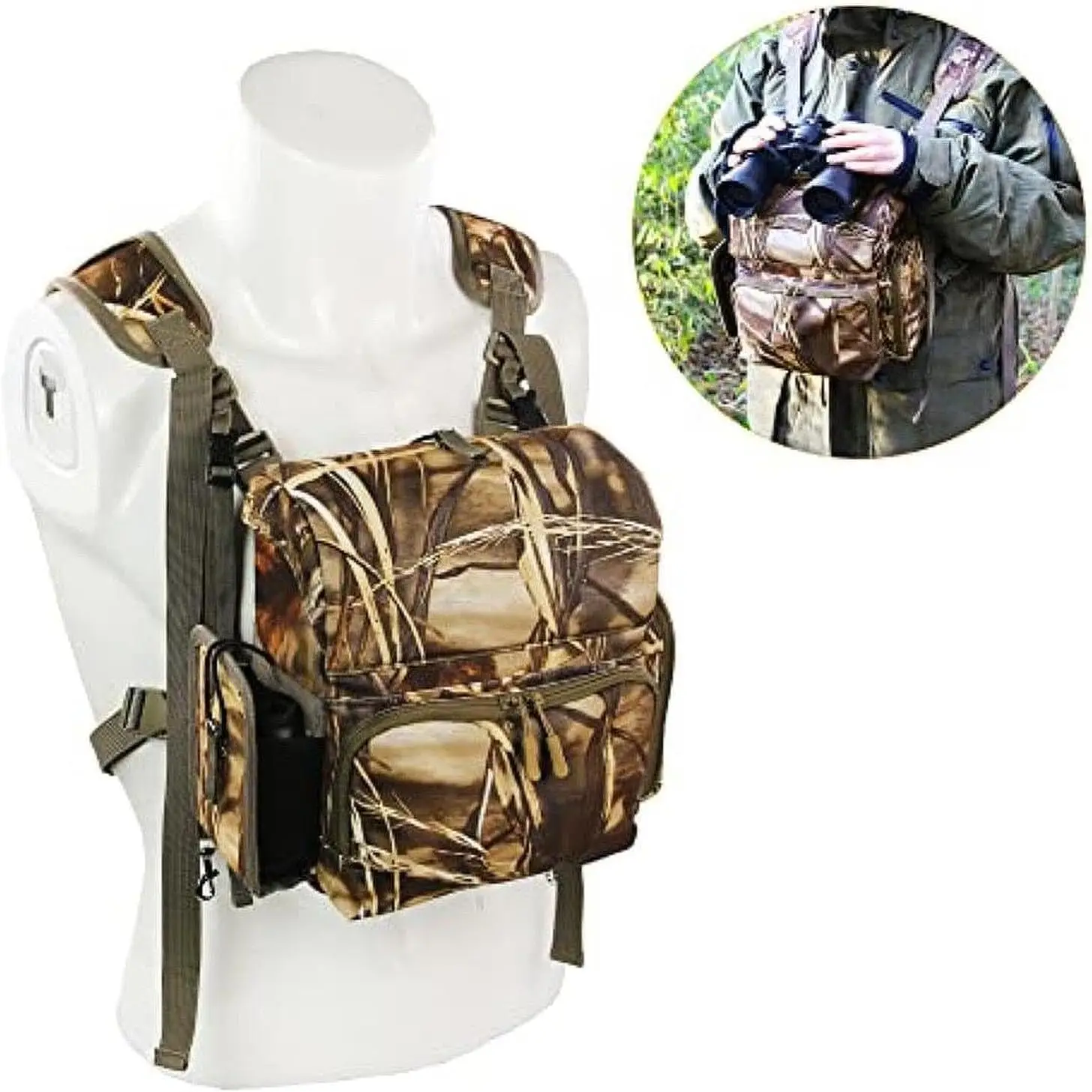Arnés táctico para binoculares con bolsa de pecho camuflada y telémetro - imagen 5