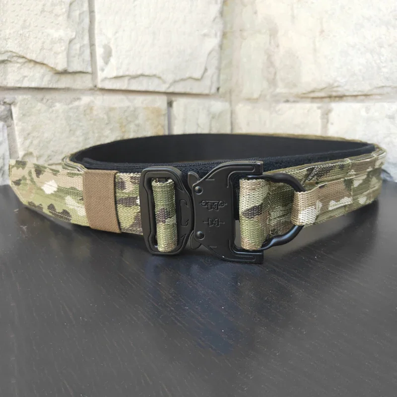 Cinturón táctico MOLLE Multicam Airsoft doble capa para batalla - imagen 3
