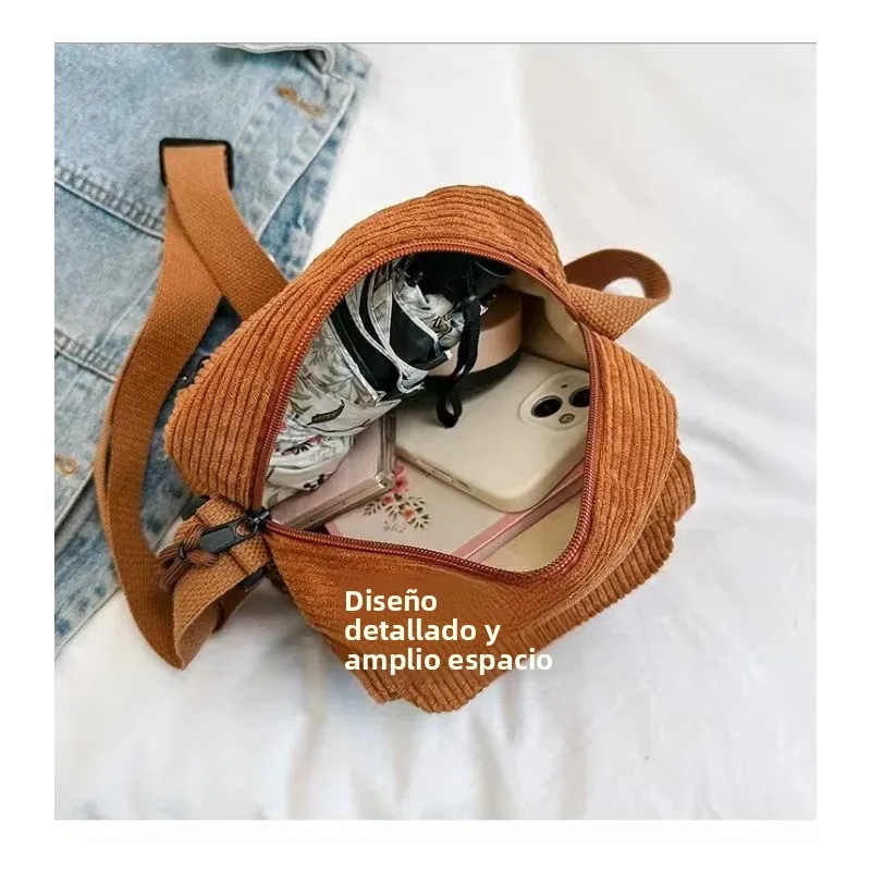 Bolso bandolera outdoor de corduroy – estilo escolar mujer - imagen 5