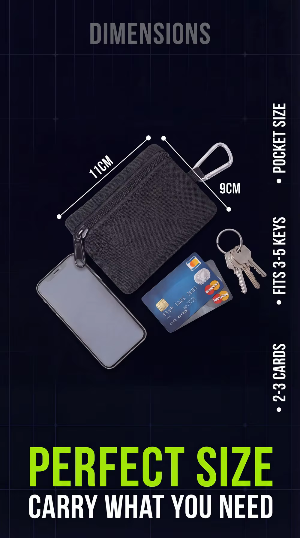 Organización para llaves, tarjetas y monedas