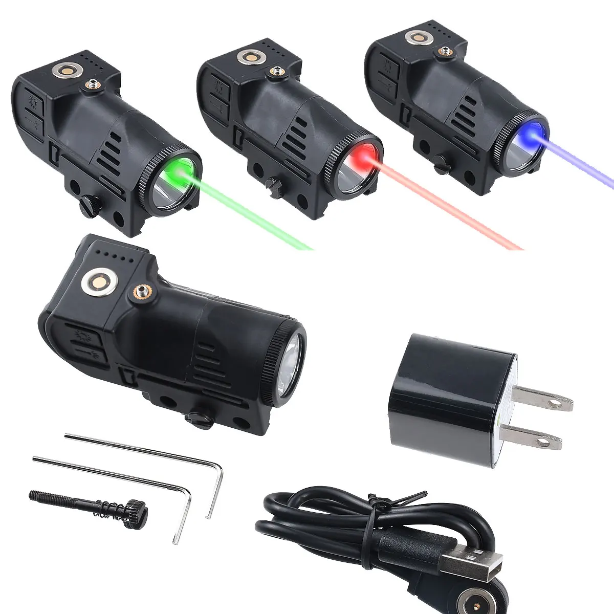 Linterna táctica recargable con láser y soporte Picatinny 20 mm