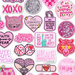 Parche termoadhesivo corazones rosa con encaje, lazo y bola disco