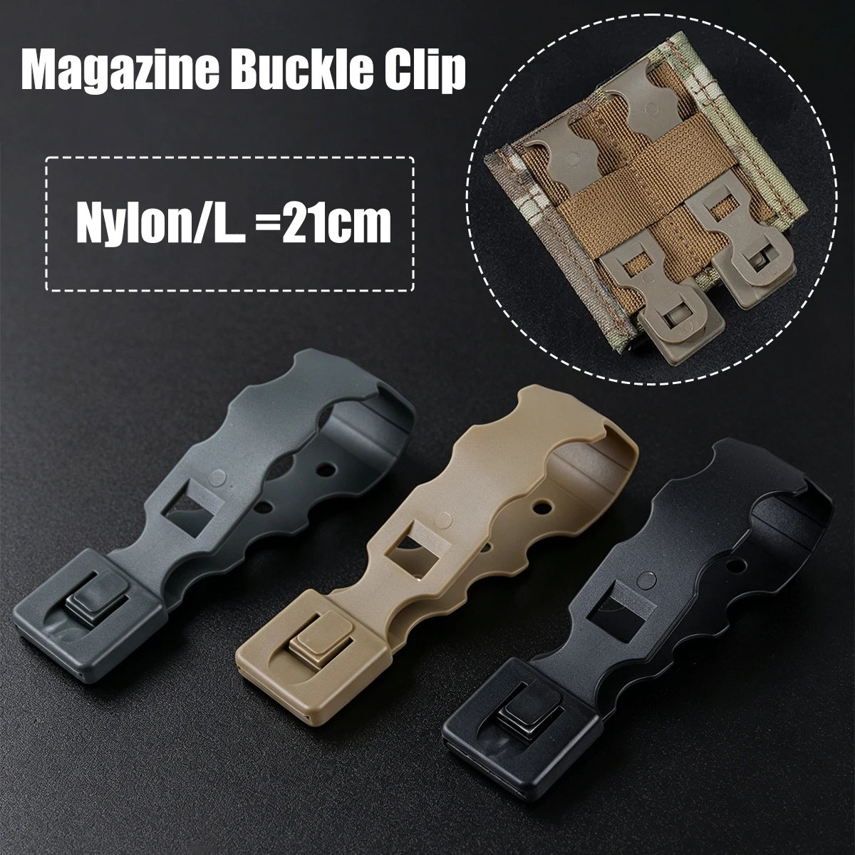 Clip Molle de nailon para cargador, extracción rápida, ajustable