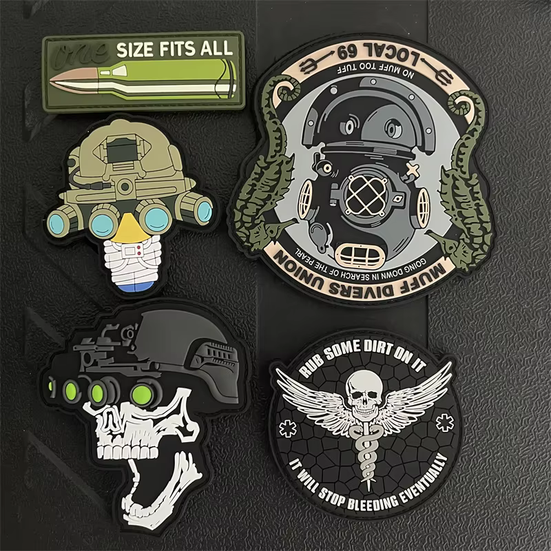 Parche táctico PVC calavera – Cierre velcro para chaleco o mochila - imagen 3