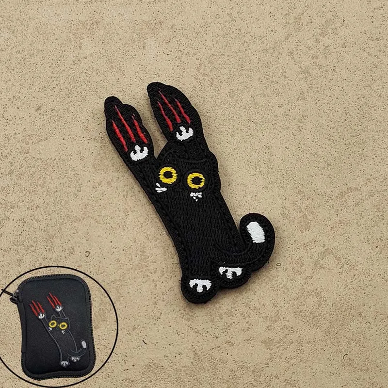 Parche táctico bordado gato negro para mochila y brazalete - imagen 5