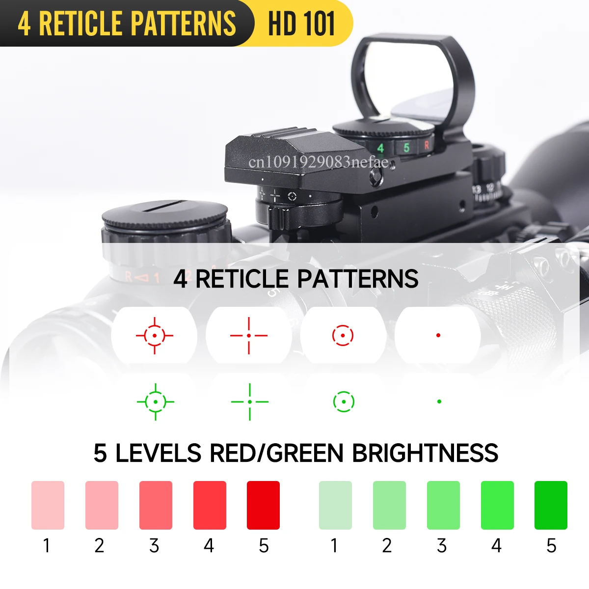 AOEG visor táctico rifle con retículas punto rojo, láser y linterna - imagen 4