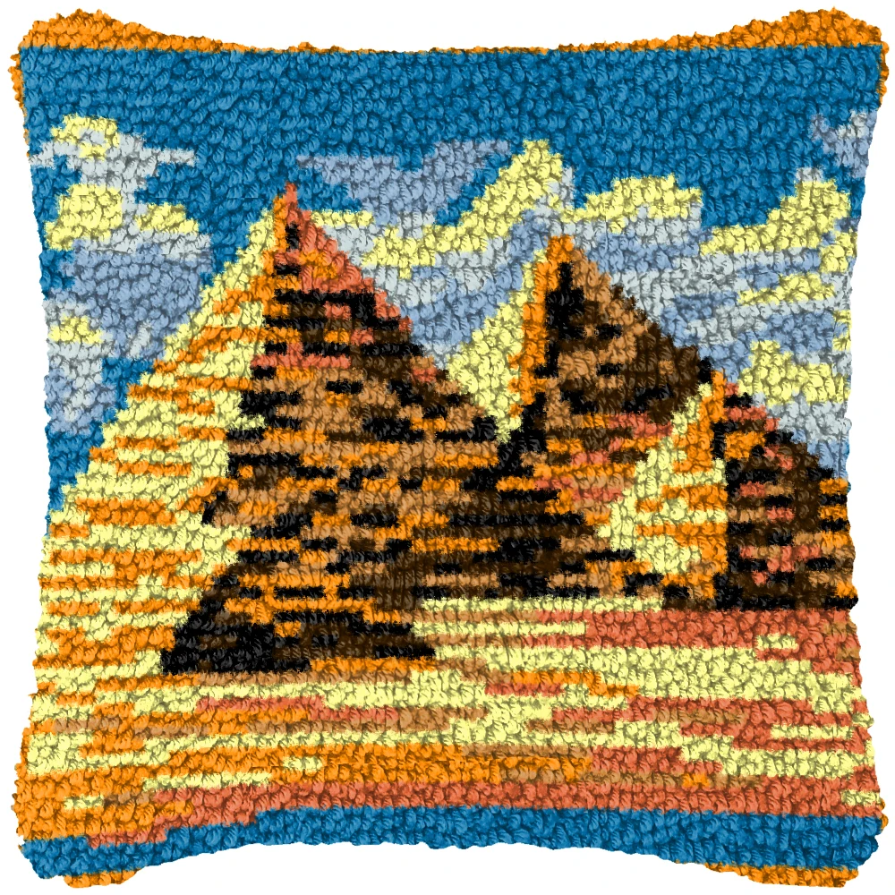 Kit de ganchillo para cojín decorativo: paisaje, mandala y castillo - imagen 2