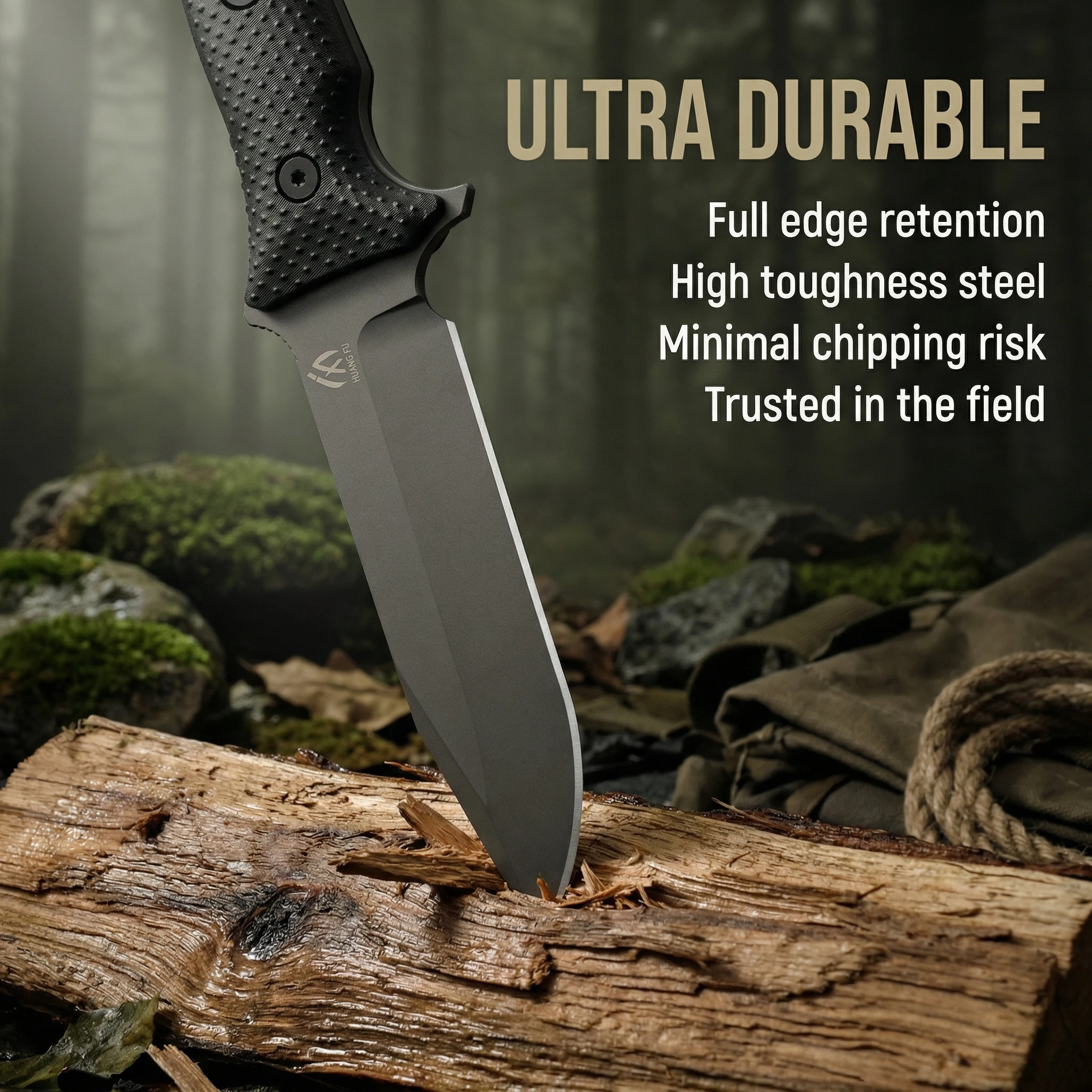 Cuchillo de hoja fija táctico con funda para aire libre y acampada - imagen 3