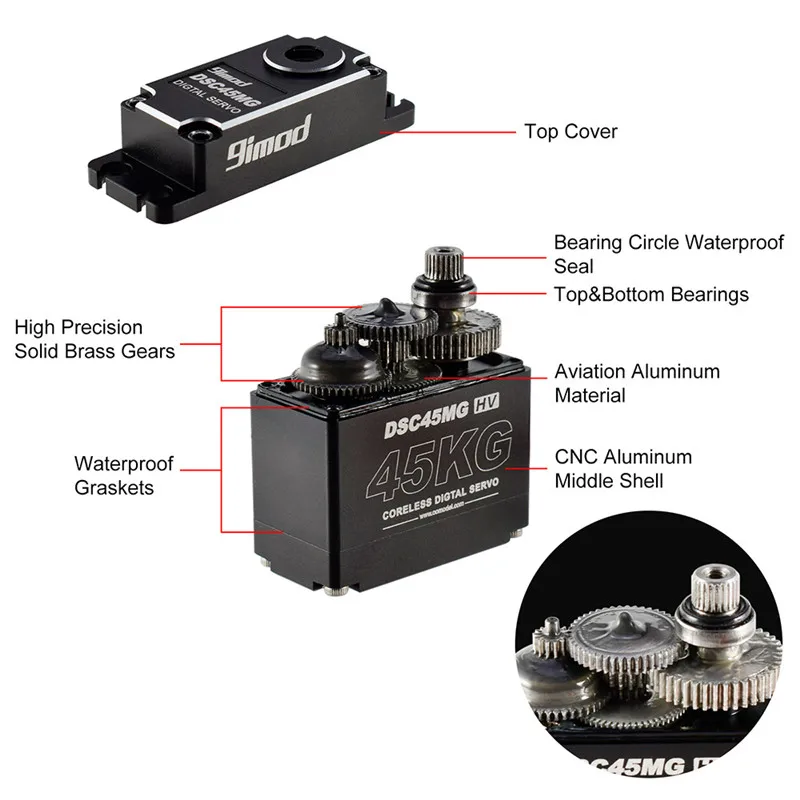 9imod DSC45MG servo digital impermeable engranajes metálicos - imagen 4